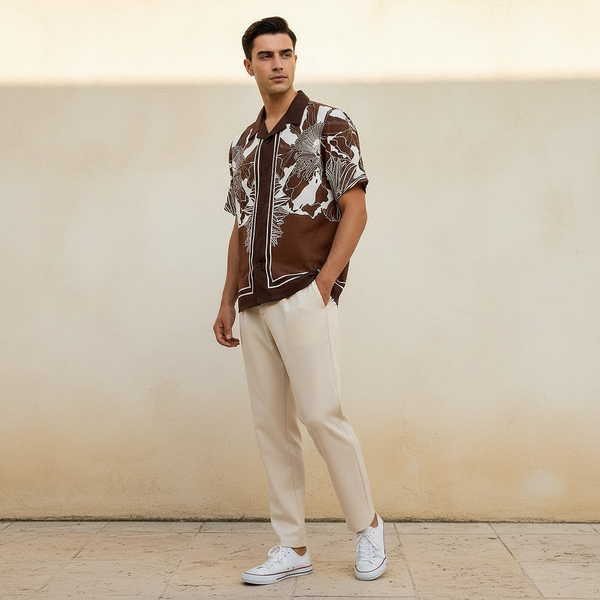 Iconic Men Regular Fit Collared Floral Print Short Sleeves Resort Shirt-men-clothing-shirts-image-3