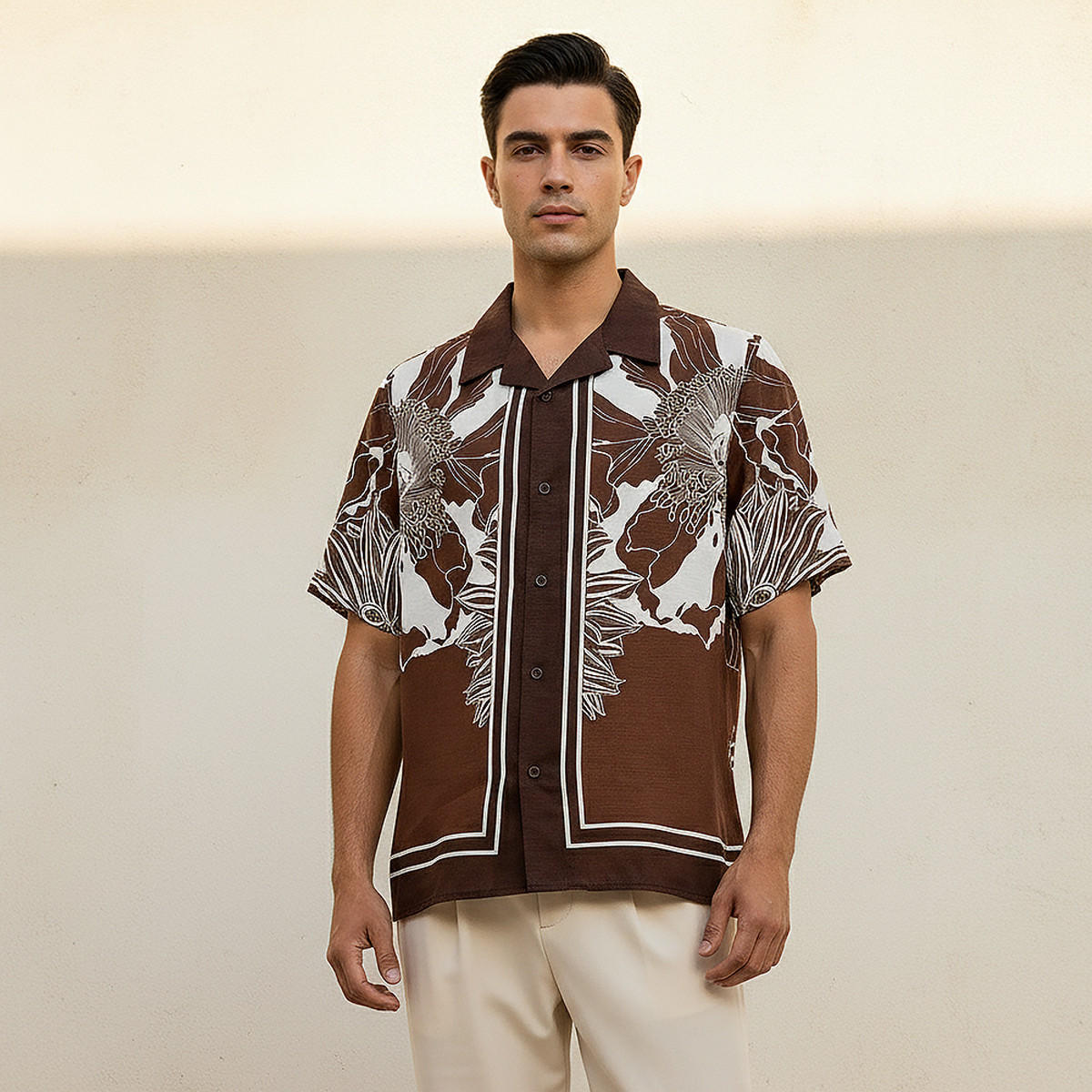 Iconic Men Regular Fit Collared Floral Print Short Sleeves Resort Shirt-men-clothing-shirts-image-5