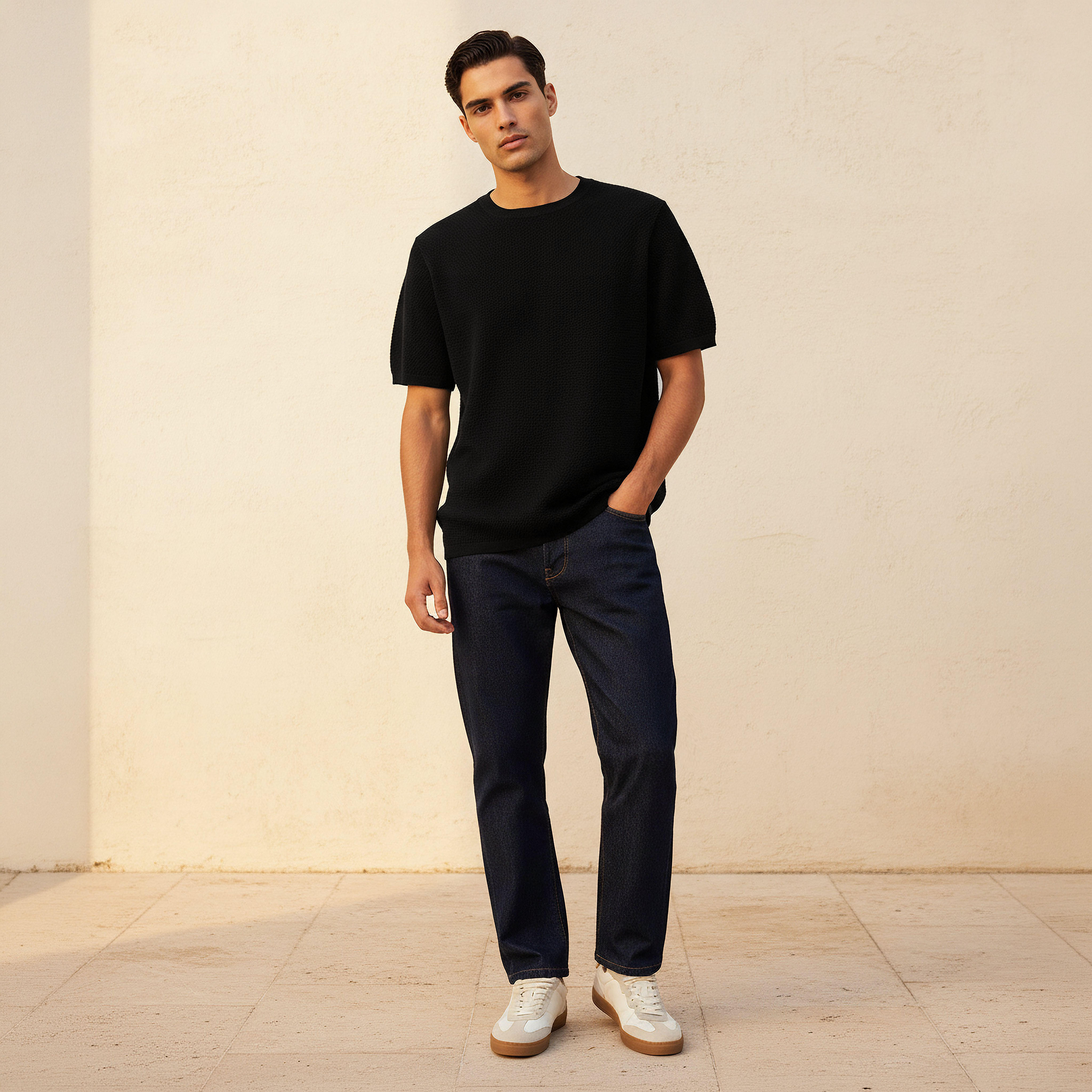 Iconic Men Regular Fit Crew Neck Short Sleeves Popcorn Textured T-shirt-PROMO_SP_AE_2FOR99_110625-image-3