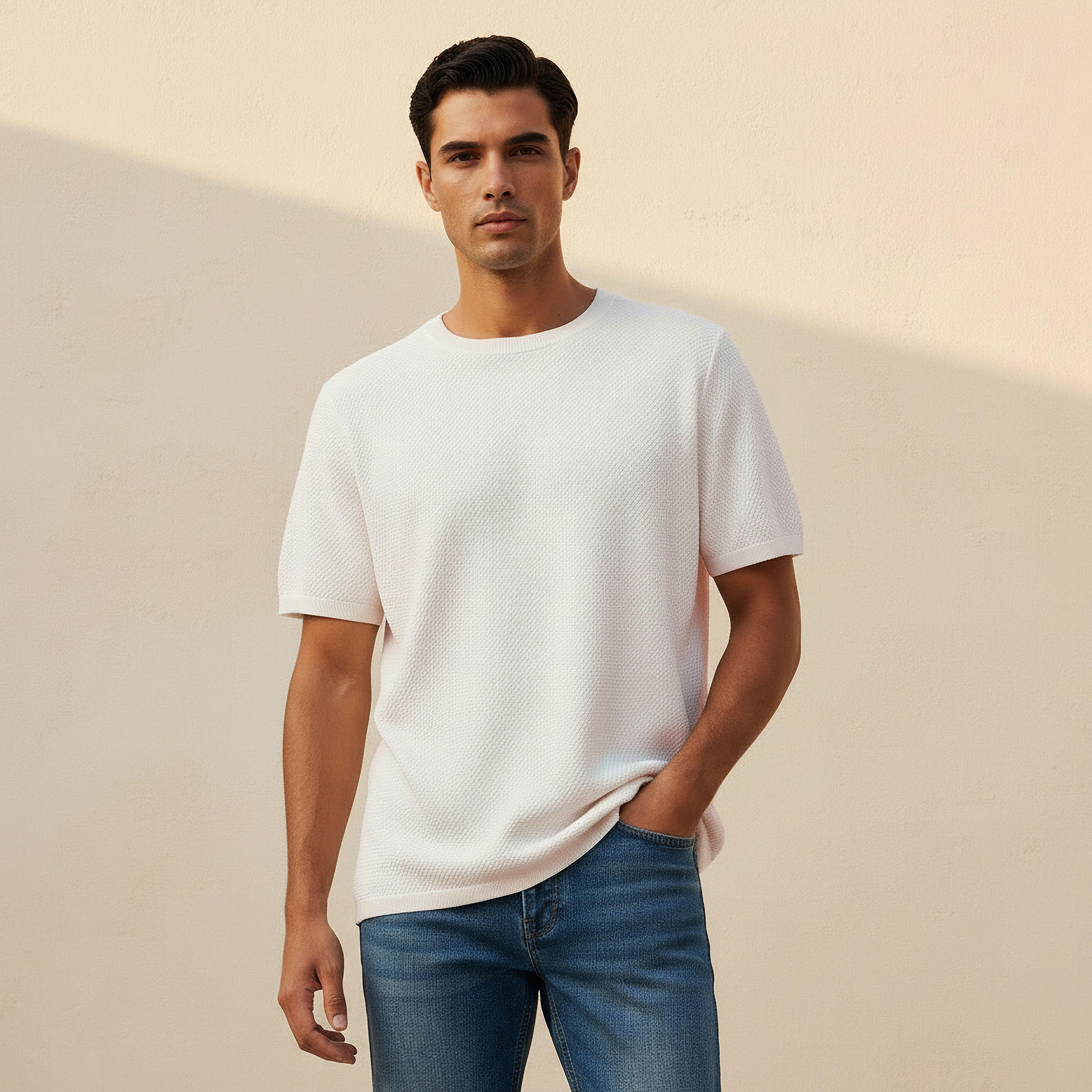 Iconic Men Regular Fit Crew Neck Short Sleeves Popcorn Textured T-shirt-PROMO_SP_SA_2FOR99_110625-image-1