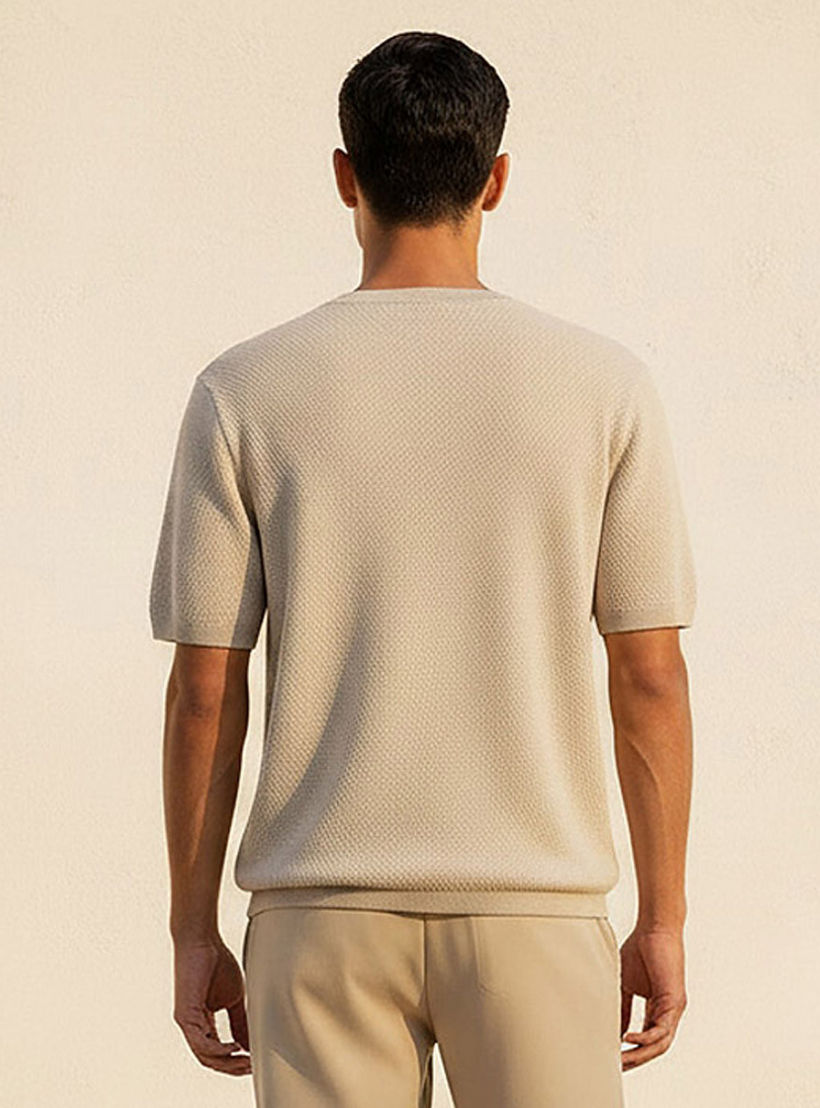 Iconic Men Regular Fit Crew Neck Short Sleeves Textured T-shirt-men-clothing-tshirtsandpolos-tshirts-image-4