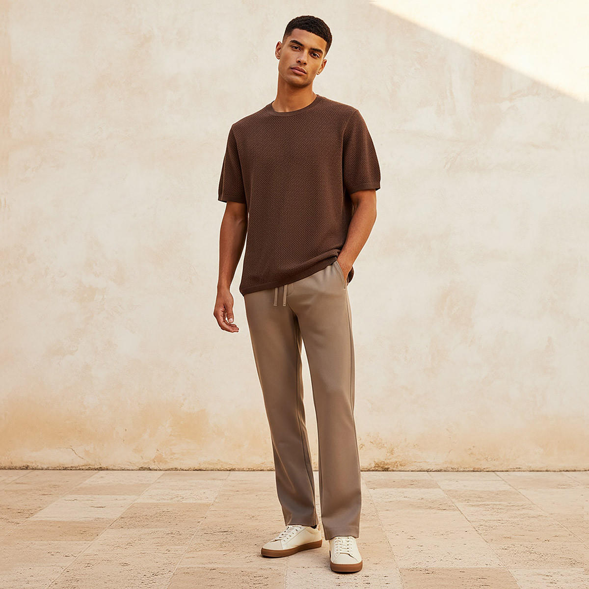 Iconic Men Regular Fit Crew Neck Short Sleeves Textured T-shirt-men-clothing-tshirtsandpolos-tshirts-image-3