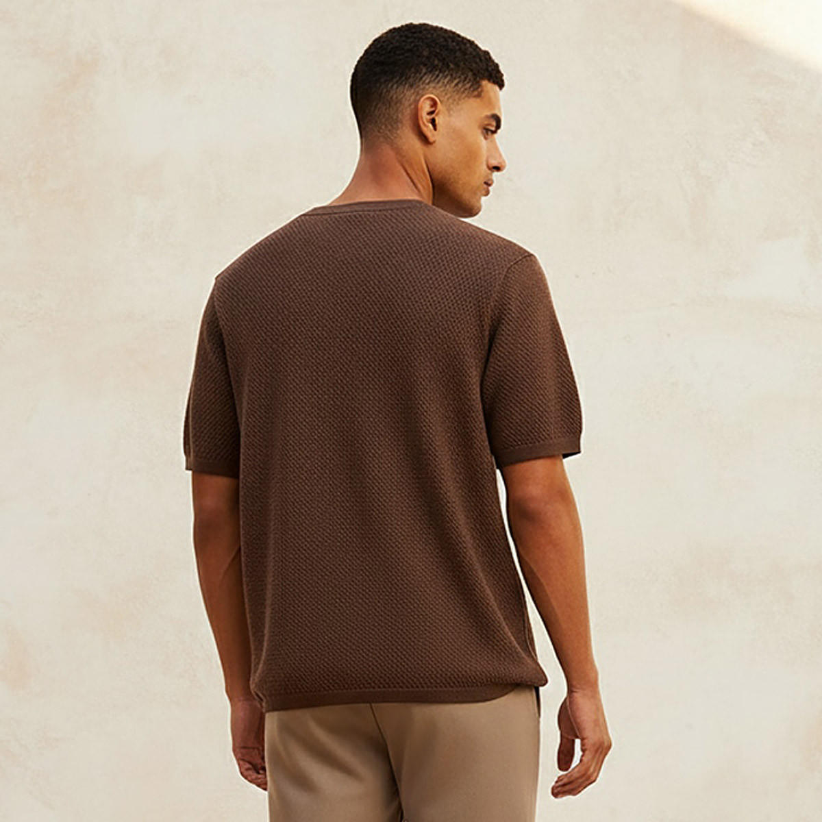 Iconic Men Regular Fit Crew Neck Short Sleeves Textured T-shirt-men-clothing-tshirtsandpolos-tshirts-image-4