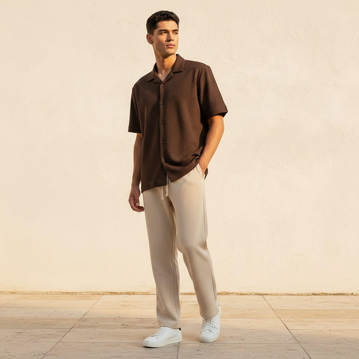 Splash Iconic Regular Fit Camp Collar Textured Short Sleeves Shirt-men-clothing-shirts-image-3