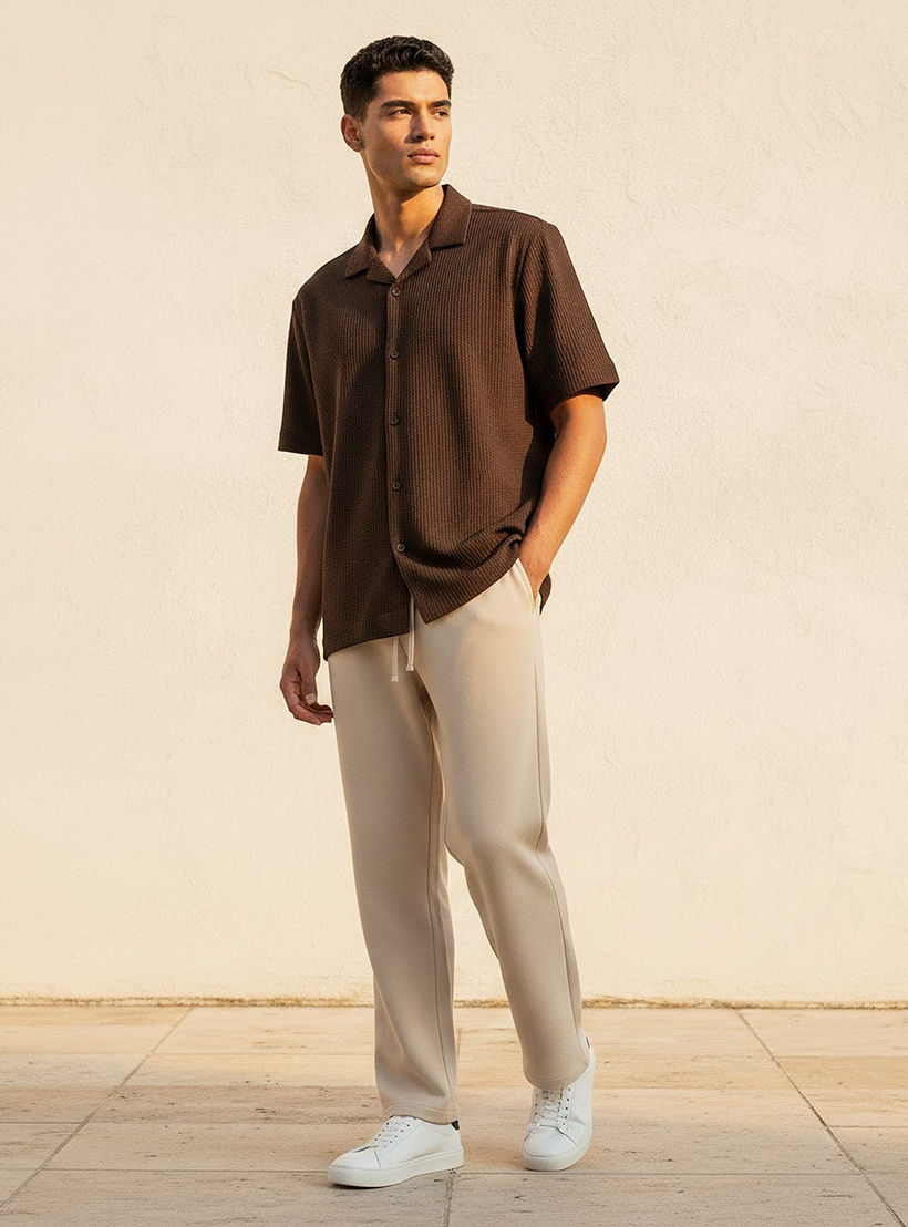 Splash Iconic Regular Fit Camp Collar Textured Short Sleeves Shirt-men-clothing-shirts-image-3