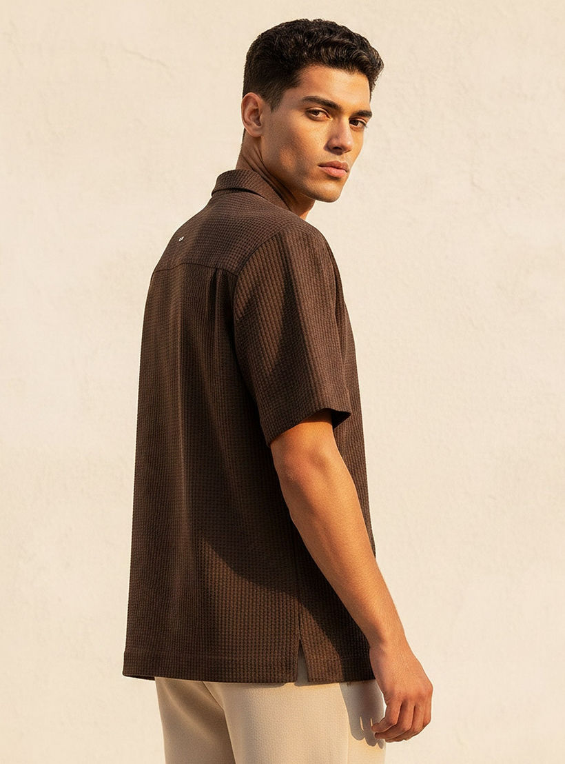 Splash Iconic Regular Fit Camp Collar Textured Short Sleeves Shirt-men-clothing-shirts-image-4