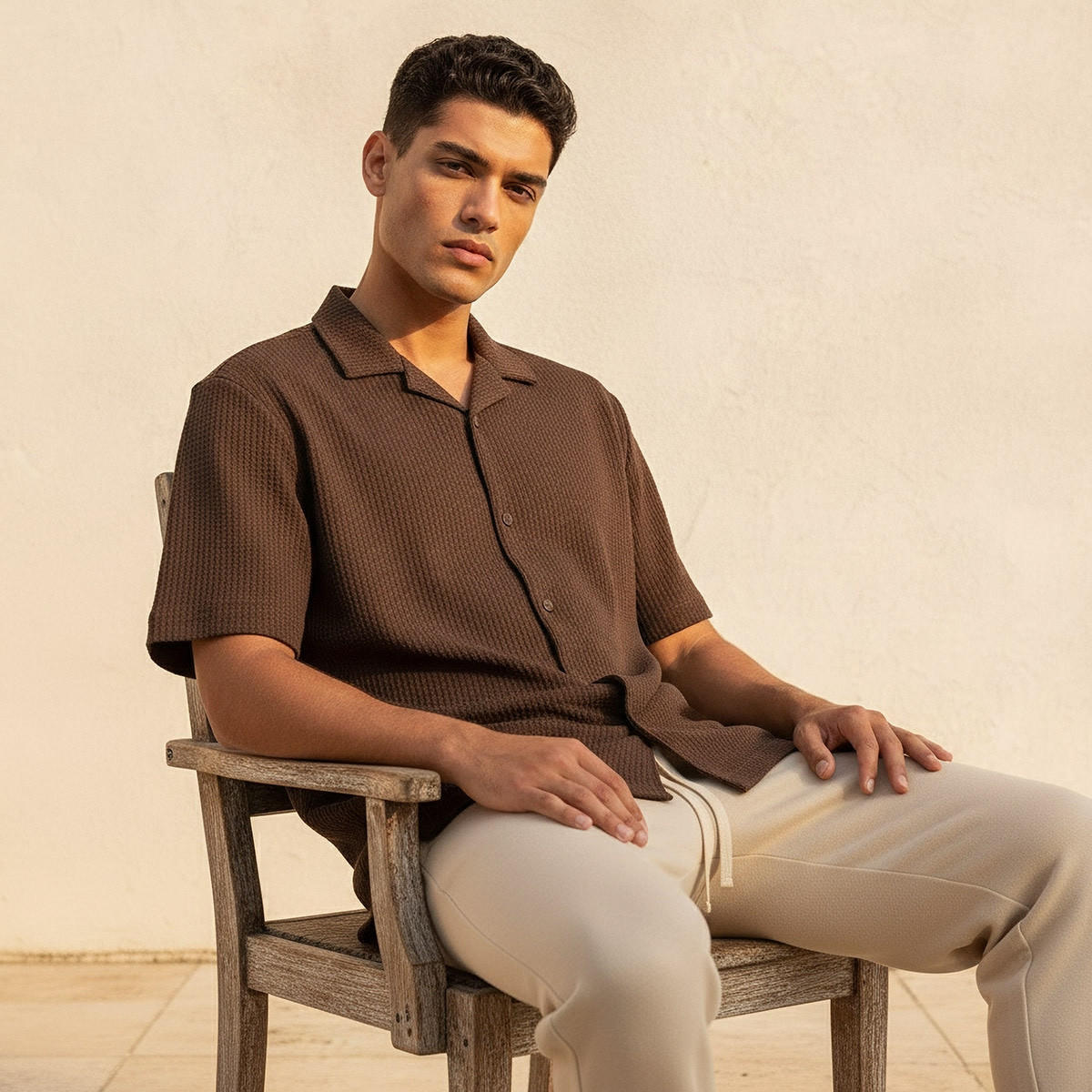 Splash Iconic Regular Fit Camp Collar Textured Short Sleeves Shirt-men-clothing-shirts-image-5