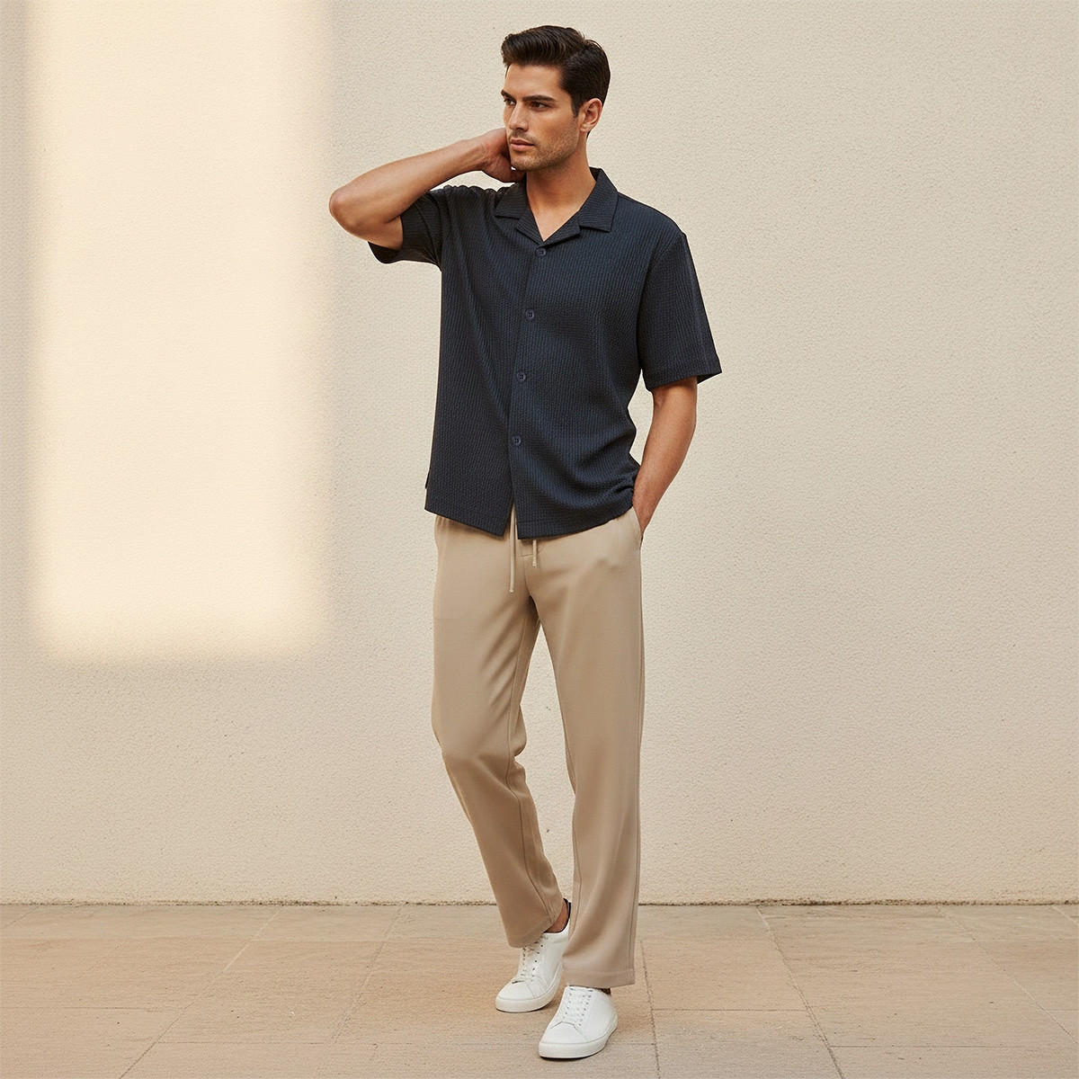 Splash Iconic Regular Fit Camp Collar Textured Short Sleeves Shirt-men-clothing-shirts-image-3
