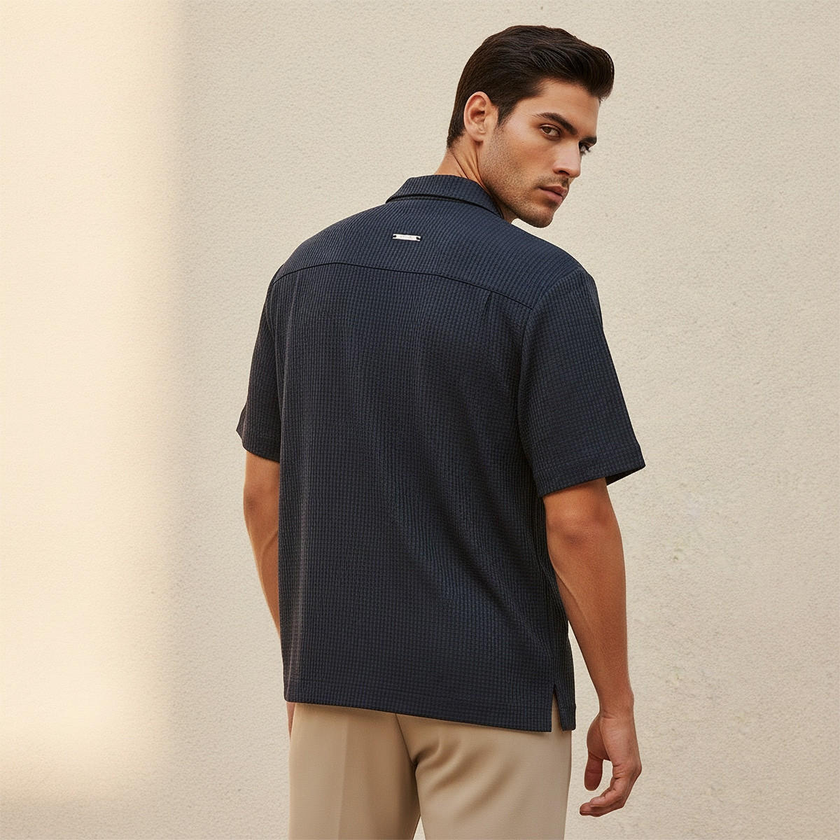 Splash Iconic Regular Fit Camp Collar Textured Short Sleeves Shirt-men-clothing-shirts-image-4