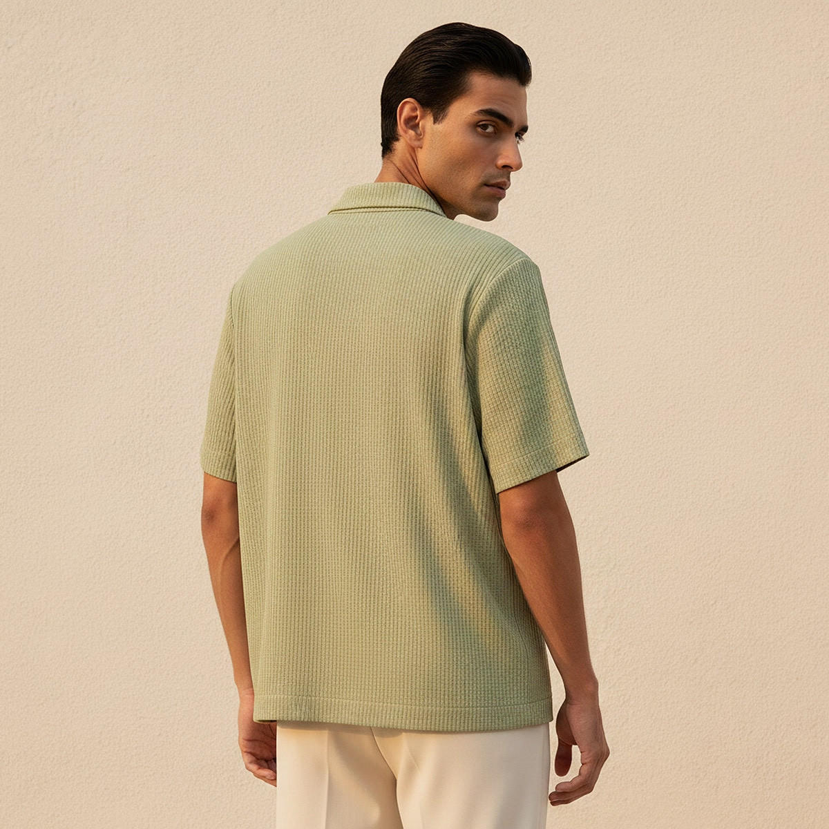 Splash Iconic Regular Fit Camp Collar Textured Short Sleeves Shirt-men-clothing-shirts-image-4