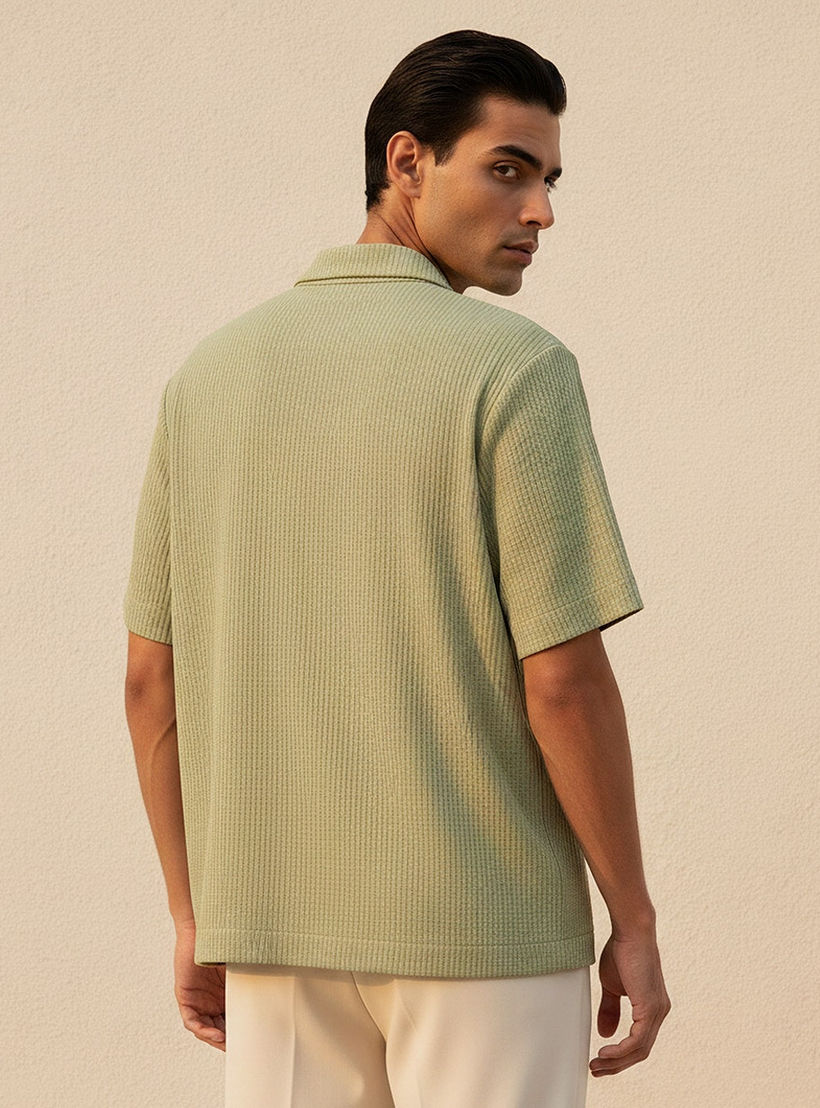 Splash Iconic Regular Fit Camp Collar Textured Short Sleeves Shirt-men-clothing-shirts-image-4