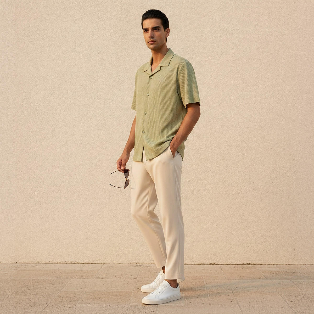 Splash Iconic Regular Fit Camp Collar Textured Short Sleeves Shirt-men-clothing-shirts-image-5