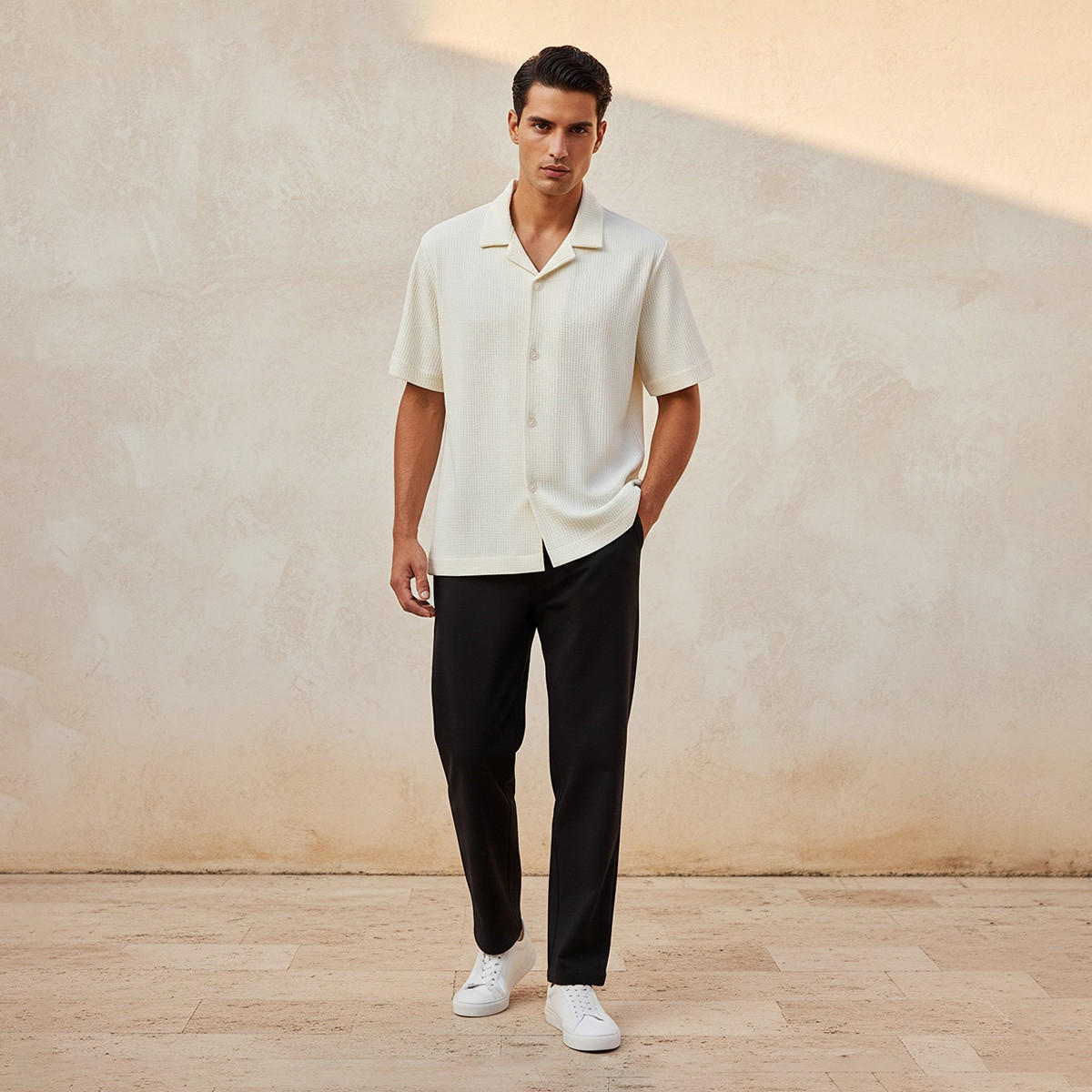 Splash Iconic Regular Fit Camp Collar Textured Short Sleeves Shirt-men-clothing-shirts-image-3
