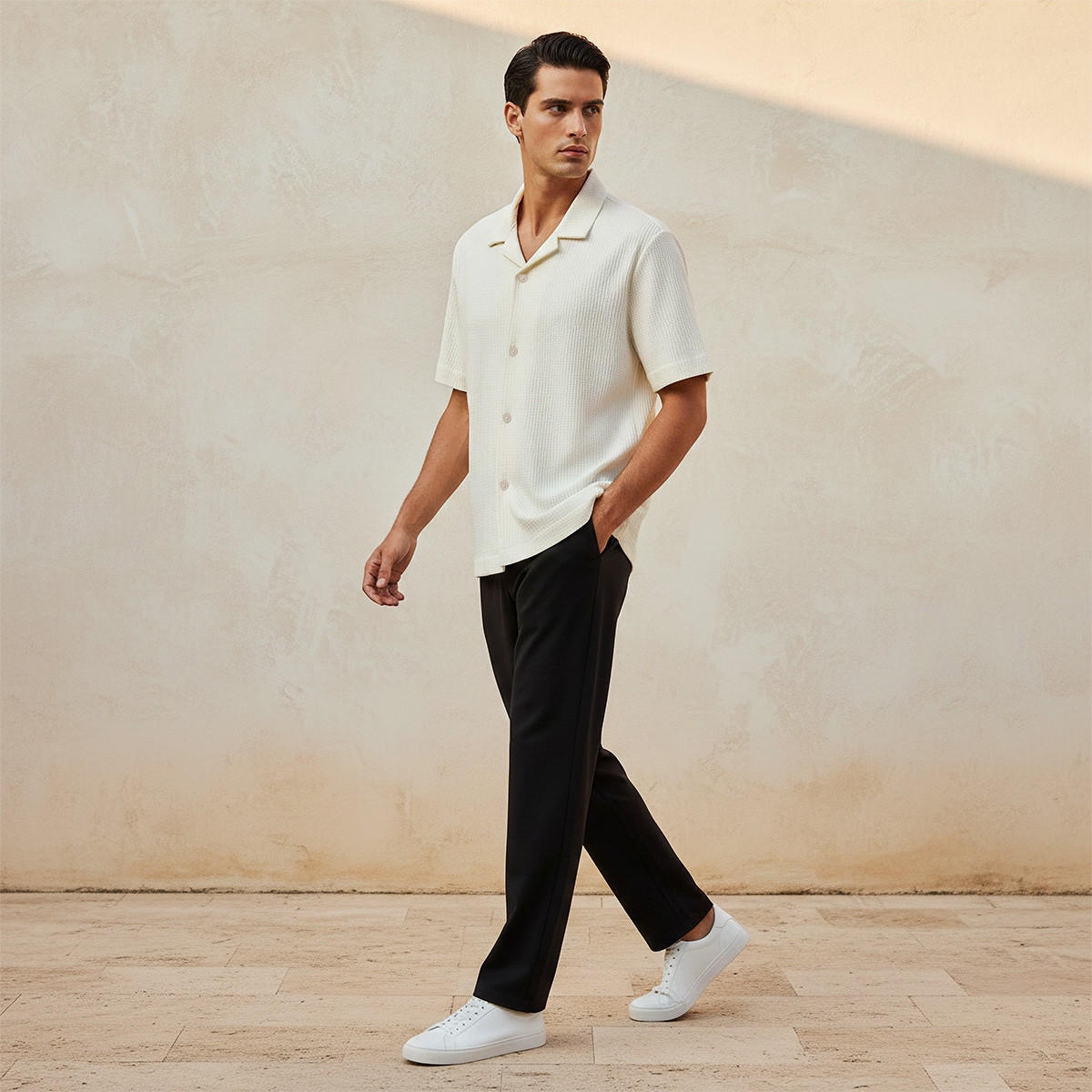 Splash Iconic Regular Fit Camp Collar Textured Short Sleeves Shirt-men-clothing-shirts-image-5