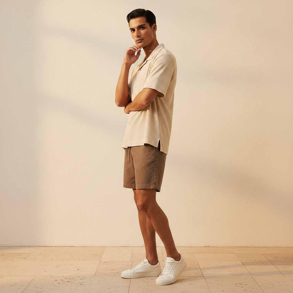 Splash Iconic Regular Fit Camp Collar Textured Short Sleeves Shirt-men-clothing-shirts-image-3