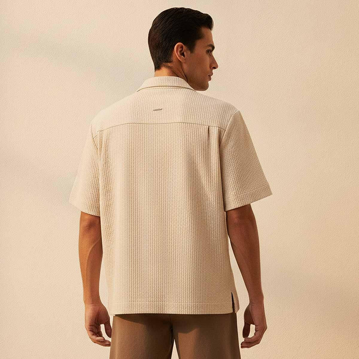 Splash Iconic Regular Fit Camp Collar Textured Short Sleeves Shirt-men-clothing-shirts-image-4