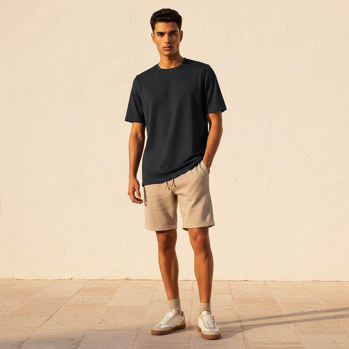 Iconic Men Regular Fit Crew Neck Short Sleeves Textured T-shirt-men-clothing-tshirtsandpolos-tshirts-image-3
