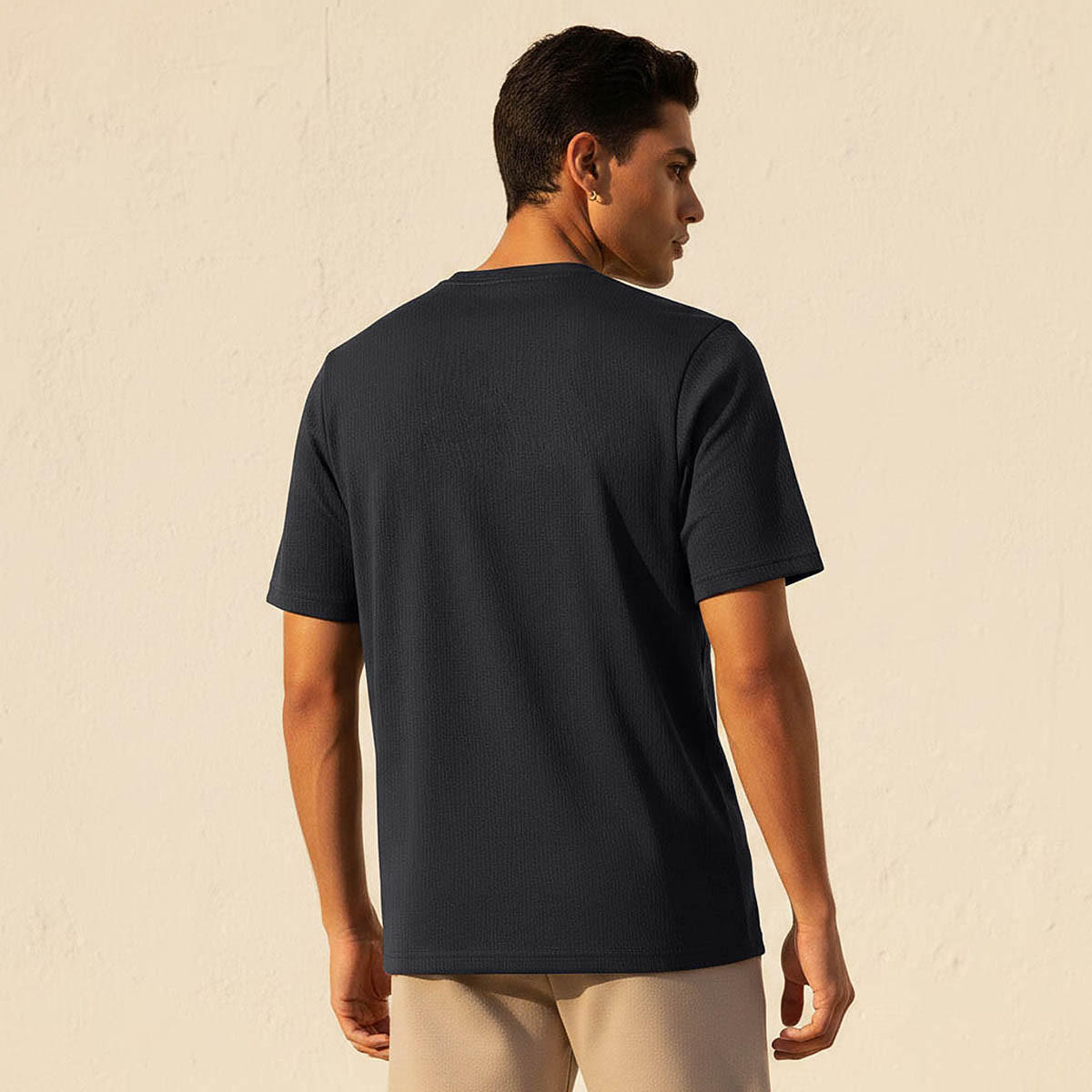 Iconic Men Regular Fit Crew Neck Short Sleeves Textured T-shirt-men-clothing-tshirtsandpolos-tshirts-image-4