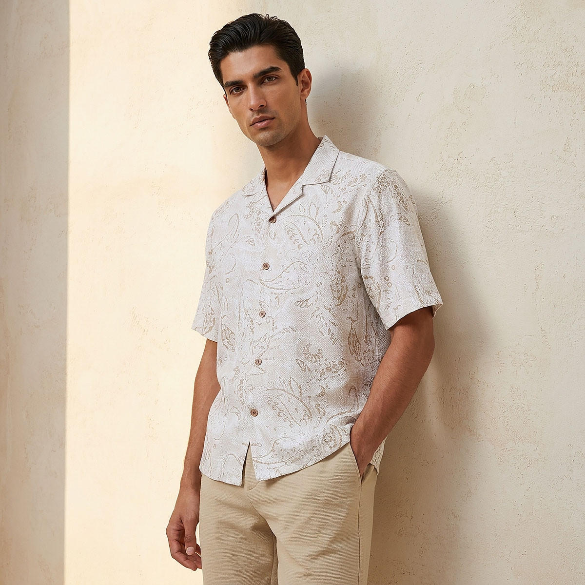 Splash Iconic Regular Fit Collared Popcorn Print Short Sleeves Shirt-men-clothing-shirts-image-1