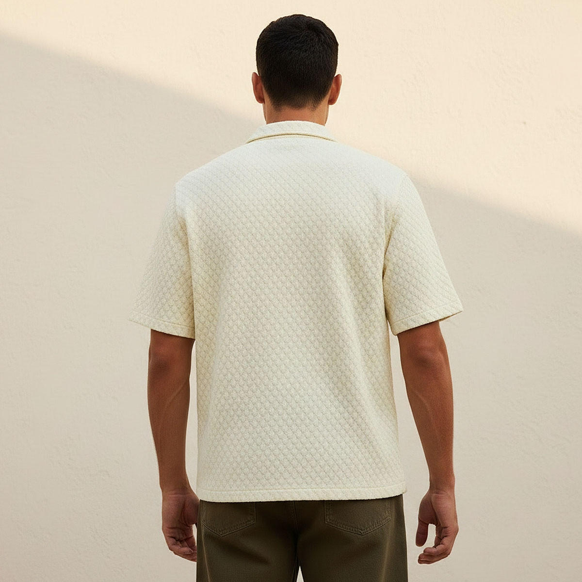 Splash Iconic Regular Fit Collared Jacquard Textured Short Sleeves Shirt-men-clothing-shirts-image-4