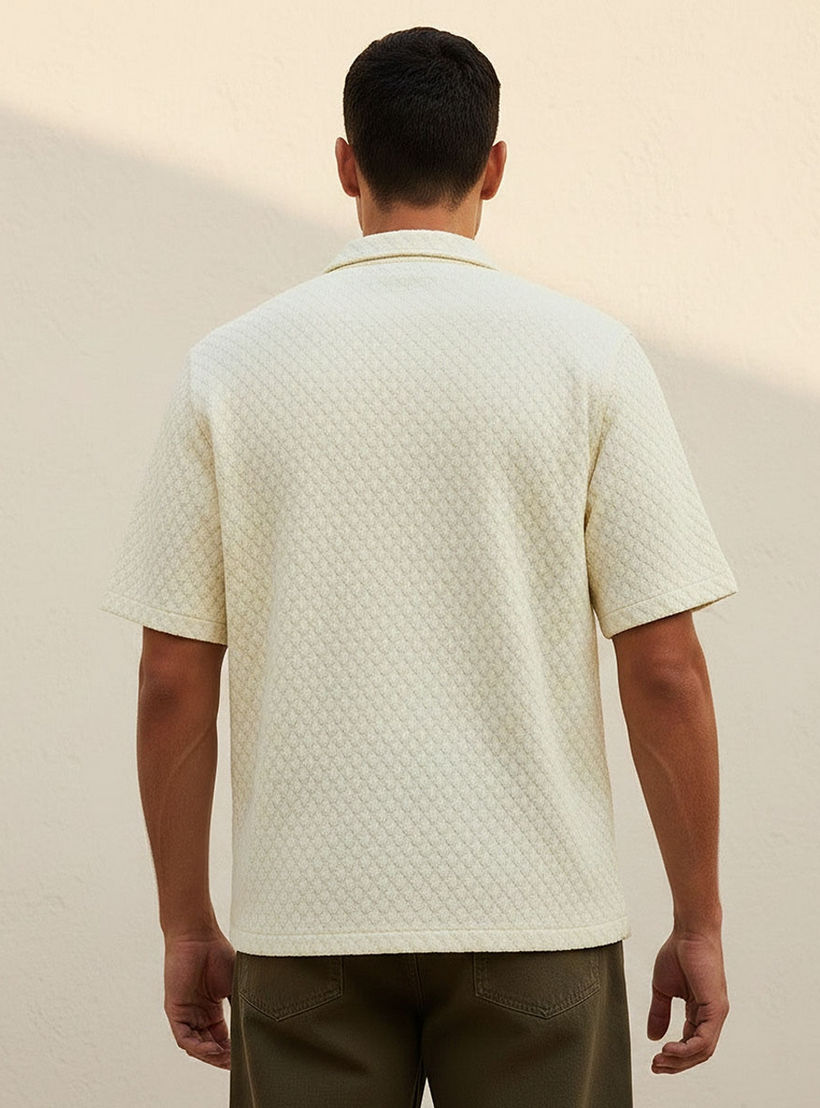 Splash Iconic Regular Fit Collared Jacquard Textured Short Sleeves Shirt-men-clothing-shirts-image-4