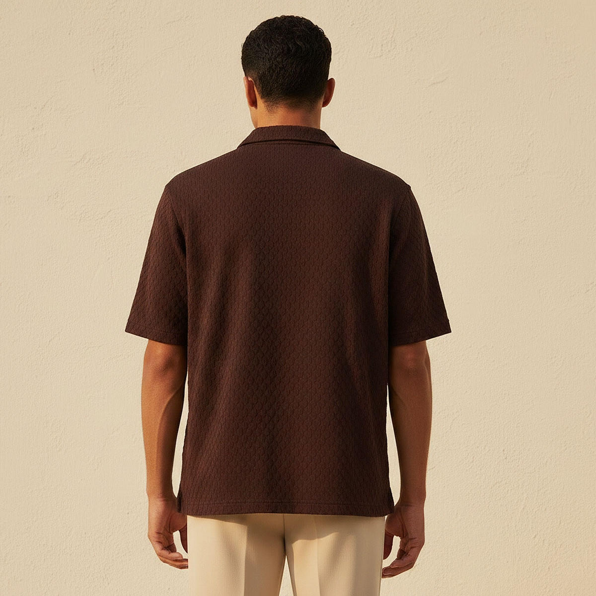 Splash Iconic Regular Fit Collared Jacquard Textured Short Sleeves Shirt-men-clothing-shirts-image-4