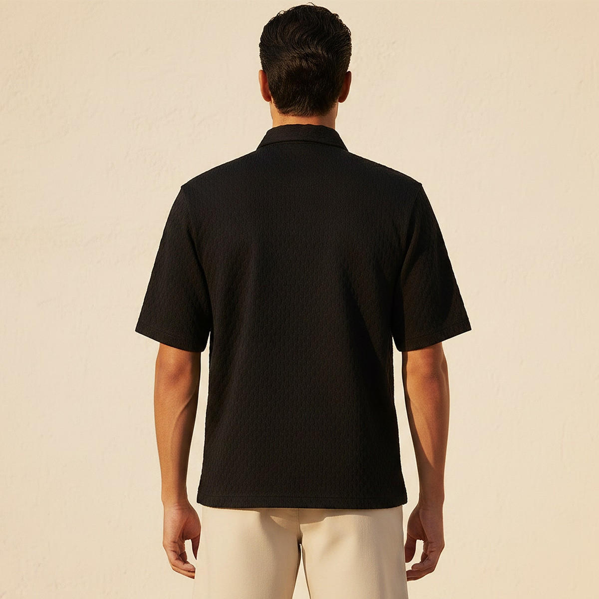 Splash Iconic Regular Fit Collared Jacquard Textured Short Sleeves Shirt-men-clothing-shirts-image-4