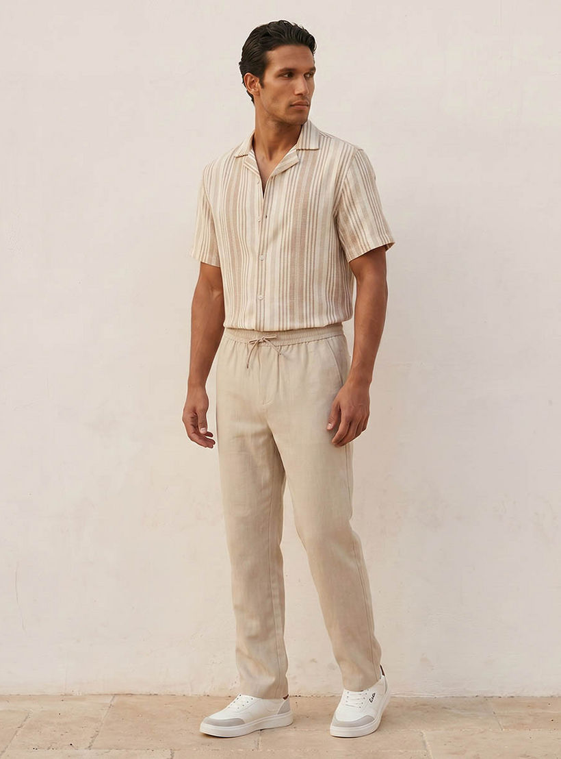 Splash Smart Regular Fit Camp Collar Striped Short Sleeves Shirt-men-clothing-shirts-image-3