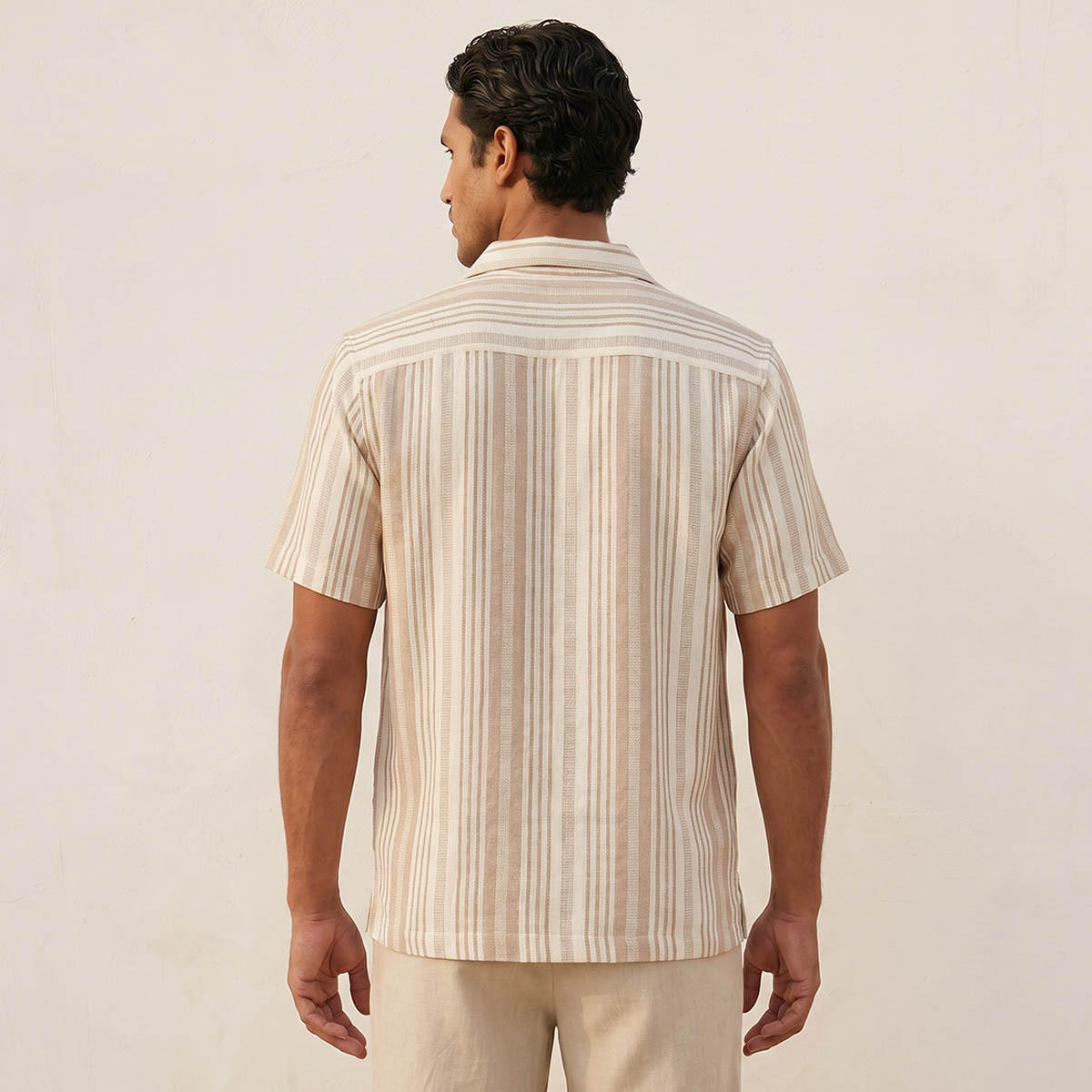 Splash Smart Regular Fit Camp Collar Striped Short Sleeves Shirt-men-clothing-shirts-image-4