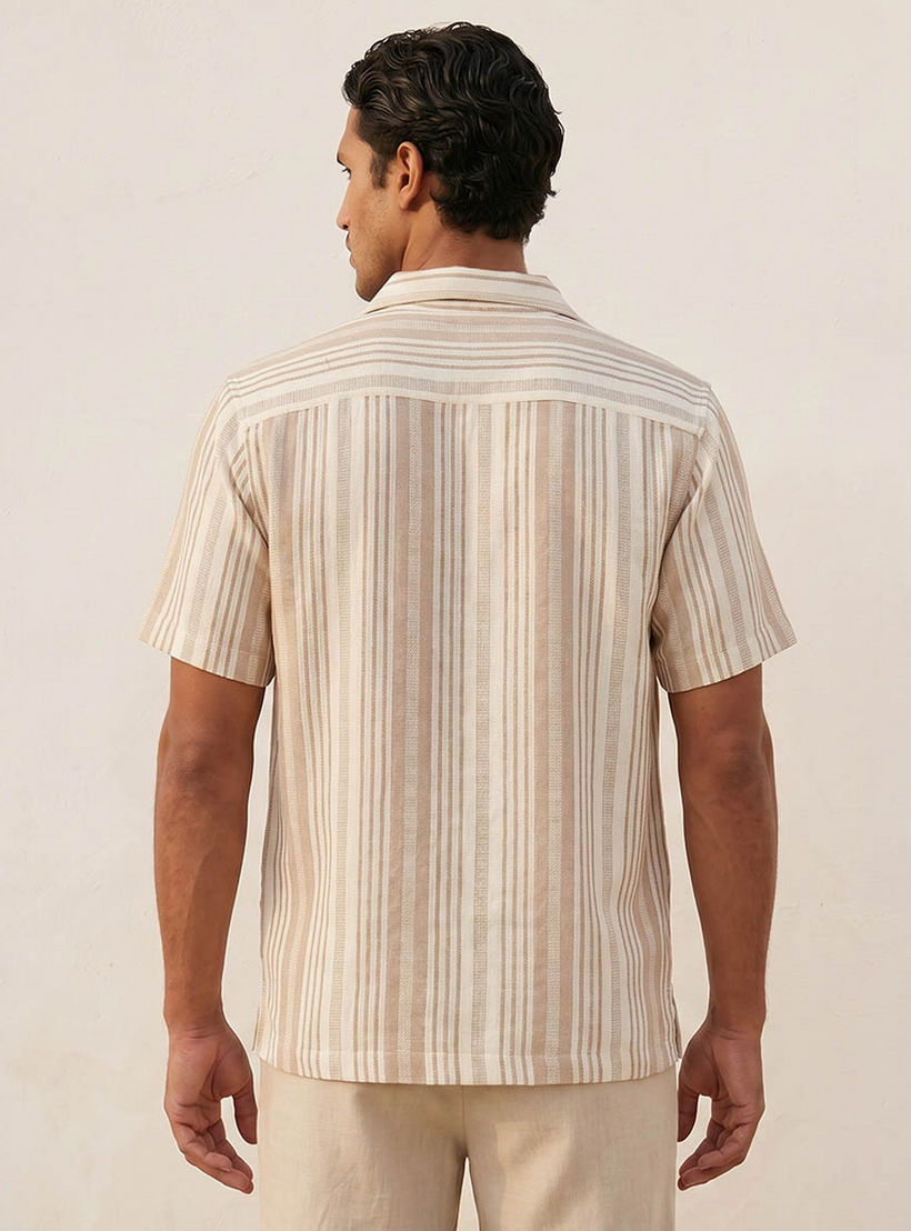 Splash Smart Regular Fit Camp Collar Striped Short Sleeves Shirt-men-clothing-shirts-image-4