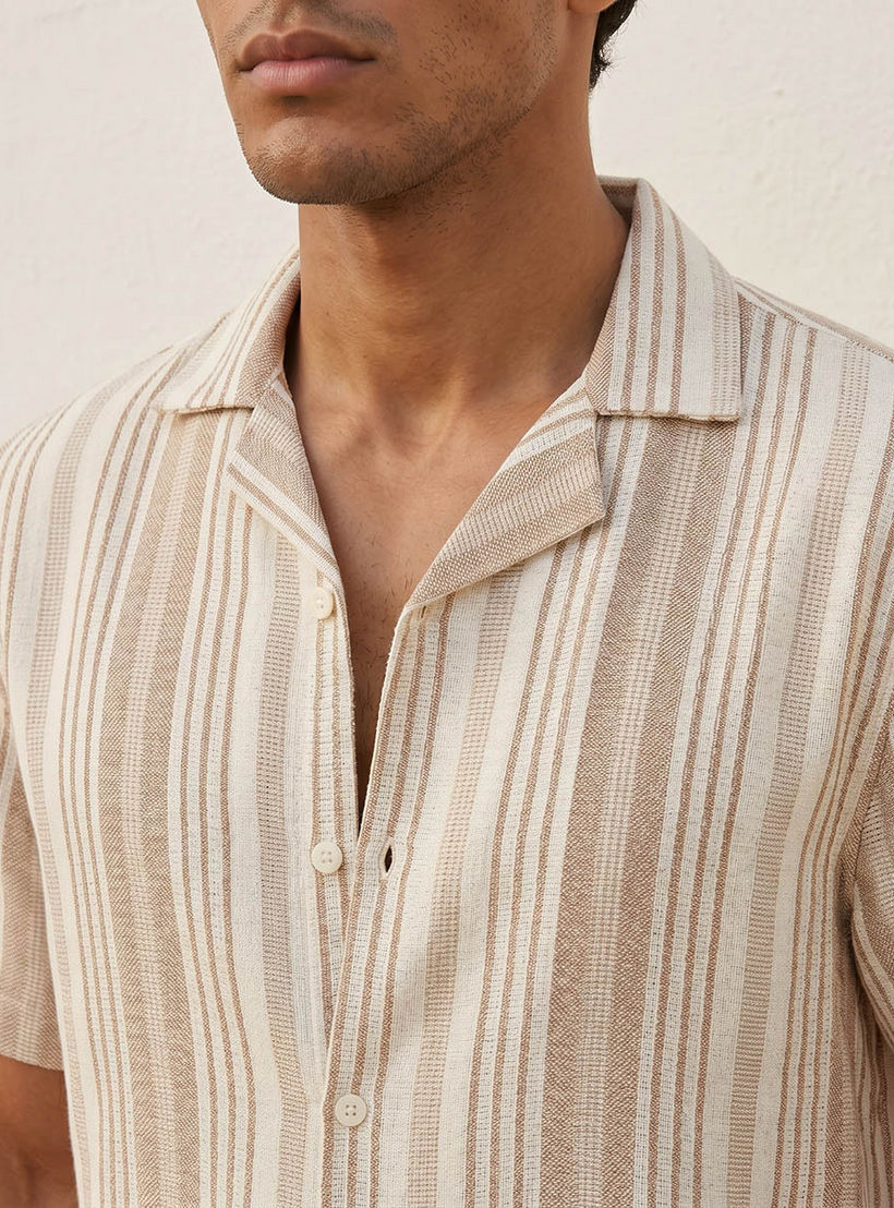 Splash Smart Regular Fit Camp Collar Striped Short Sleeves Shirt-men-clothing-shirts-image-6