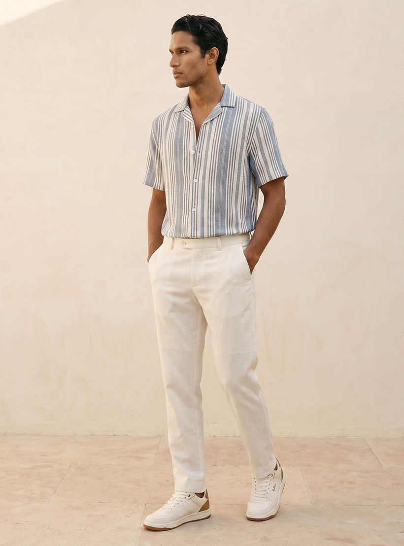 Splash Smart Regular Fit Camp Collar Striped Short Sleeves Shirt-men-clothing-shirts-image-3
