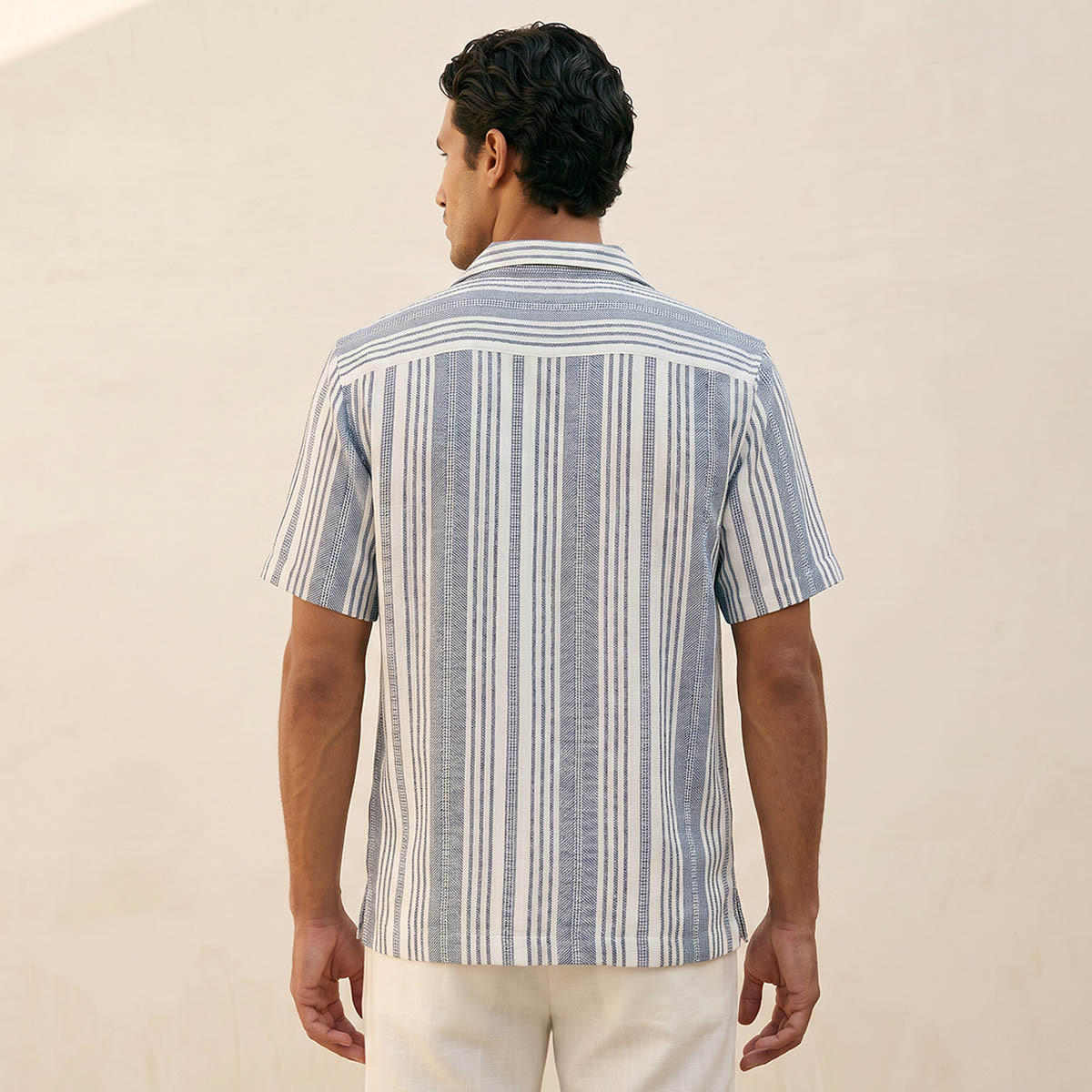 Splash Smart Regular Fit Camp Collar Striped Short Sleeves Shirt-men-clothing-shirts-image-4