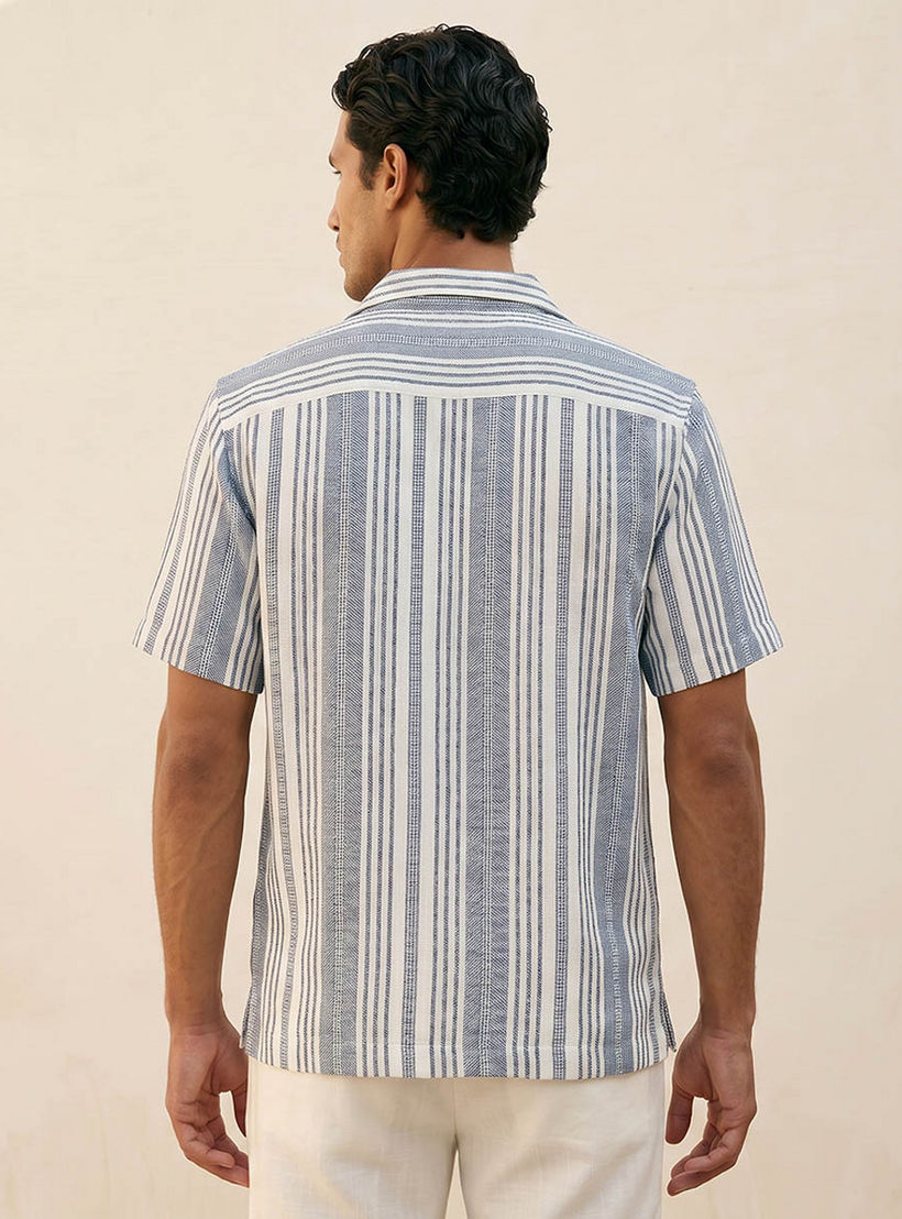Splash Smart Regular Fit Camp Collar Striped Short Sleeves Shirt-men-clothing-shirts-image-4