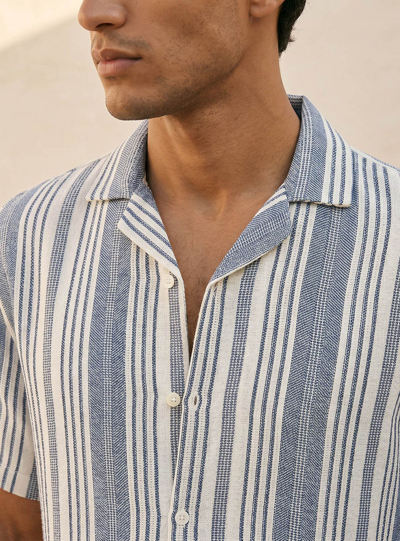 Splash Smart Regular Fit Camp Collar Striped Short Sleeves Shirt-men-clothing-shirts-image-6
