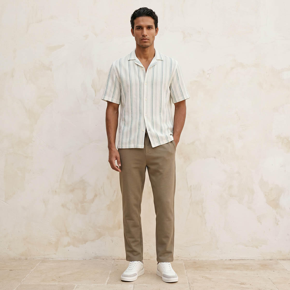 Splash Smart Regular Fit Camp Collar Striped Short Sleeves Shirt-men-clothing-shirts-image-3