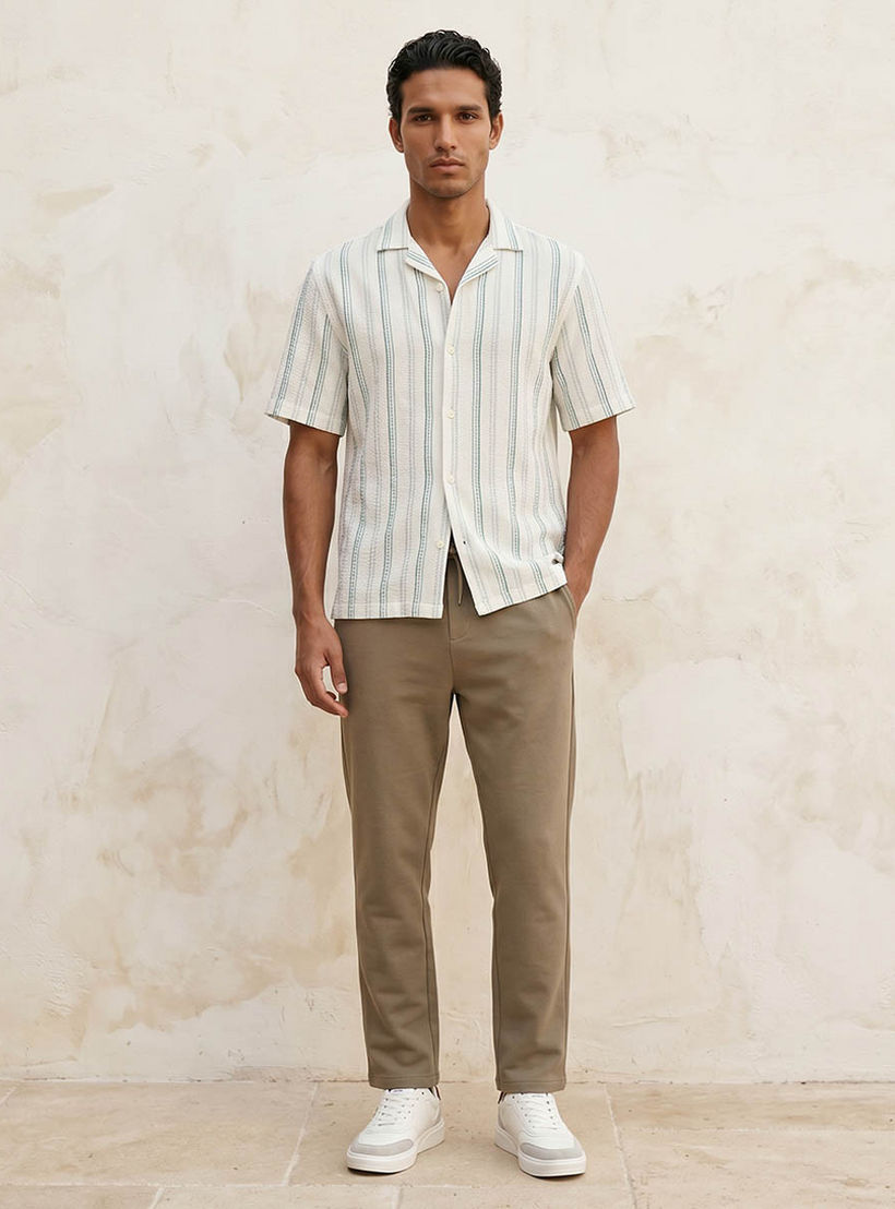 Splash Smart Regular Fit Camp Collar Striped Short Sleeves Shirt-men-clothing-shirts-image-3