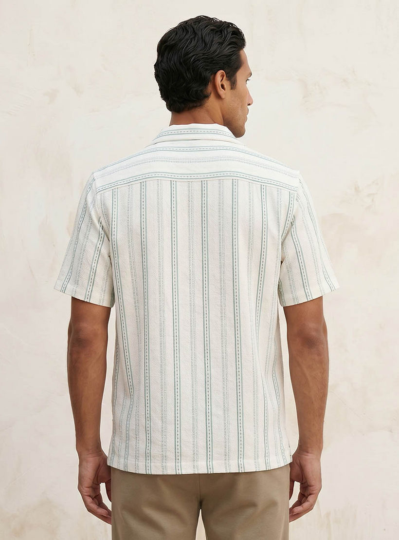 Splash Smart Regular Fit Camp Collar Striped Short Sleeves Shirt-men-clothing-shirts-image-4