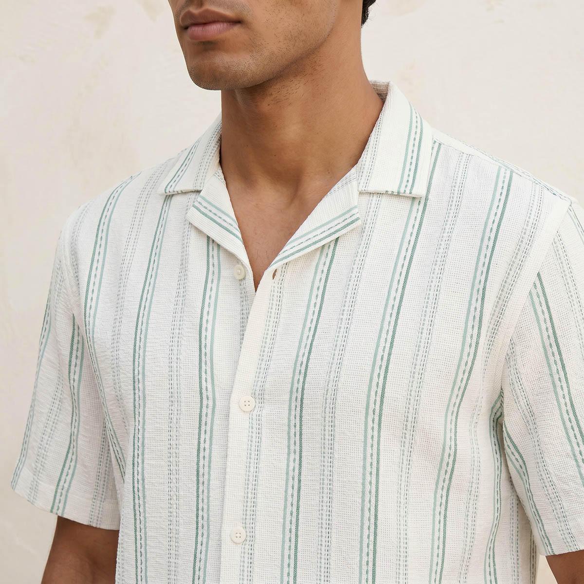 Splash Smart Regular Fit Camp Collar Striped Short Sleeves Shirt-men-clothing-shirts-image-6