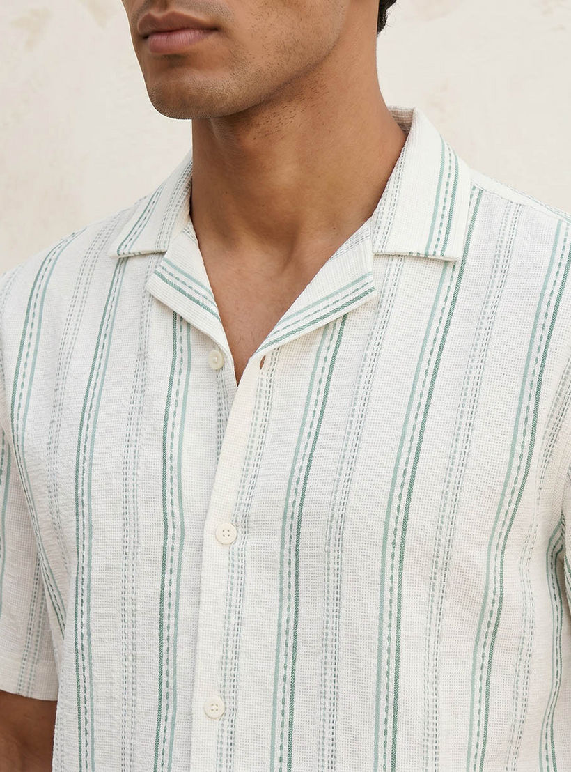 Splash Smart Regular Fit Camp Collar Striped Short Sleeves Shirt-men-clothing-shirts-image-6