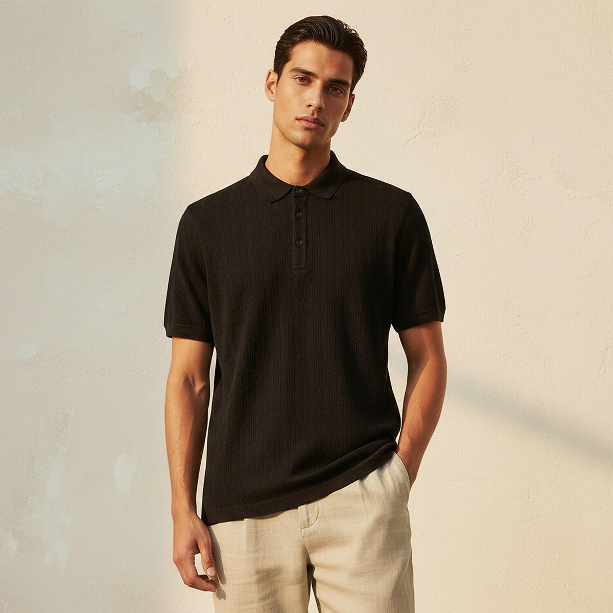 Iconic Short Sleeves Textured Polo T-shirt-men-clothing-tshirtsandpolos-polos-image-1
