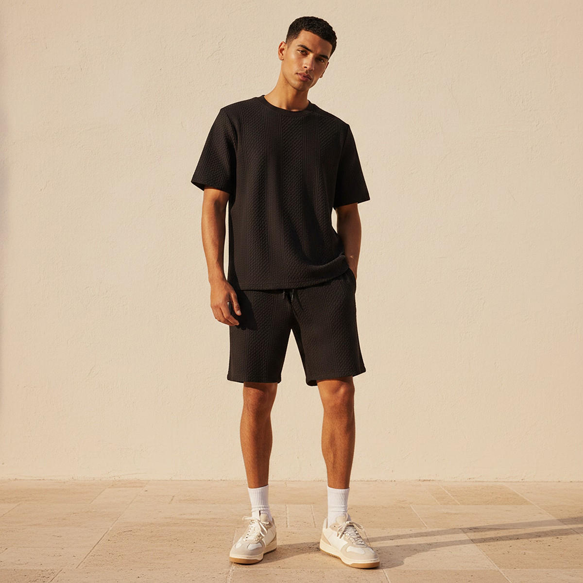 Iconic Men Regular Fit Crew Neck Short Sleeves Textured T-shirt-men-clothing-tshirtsandpolos-tshirts-image-3