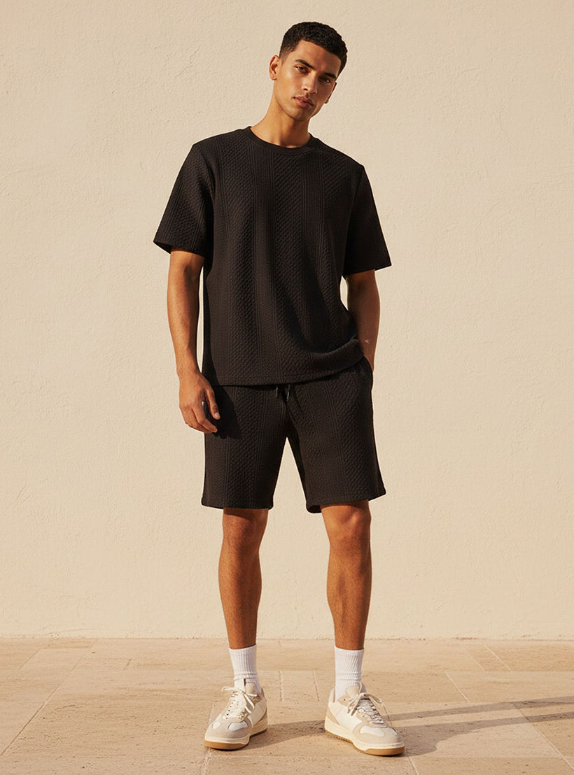 Iconic Men Regular Fit Crew Neck Short Sleeves Textured T-shirt-men-clothing-tshirtsandpolos-tshirts-image-3