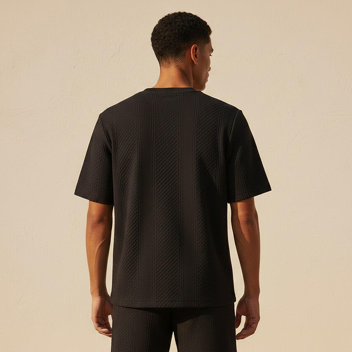Iconic Men Regular Fit Crew Neck Short Sleeves Textured T-shirt-men-clothing-tshirtsandpolos-tshirts-image-4