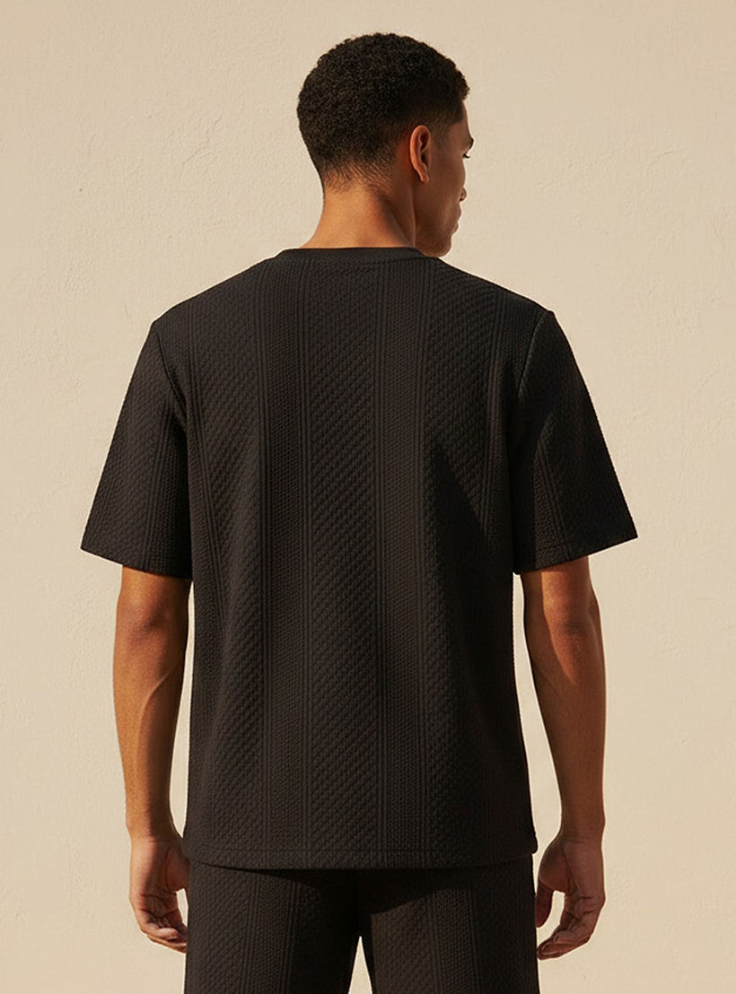 Iconic Men Regular Fit Crew Neck Short Sleeves Textured T-shirt-men-clothing-tshirtsandpolos-tshirts-image-4