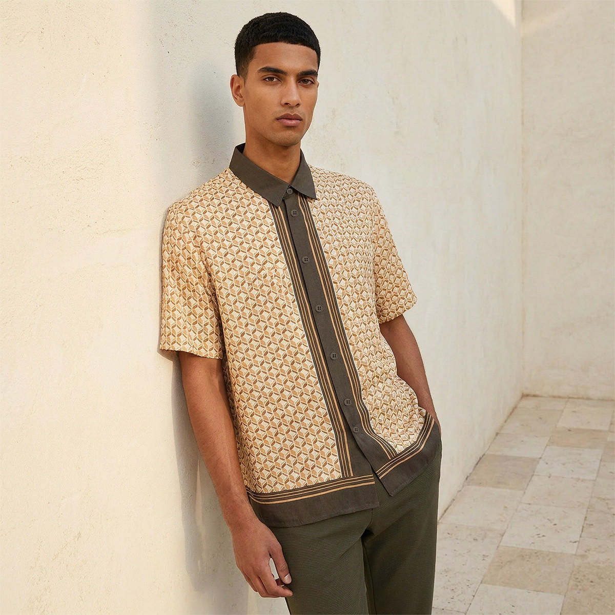 Splash Iconic Regular Fit Collared Printed Short Sleeves Shirt-men-clothing-shirts-image-1