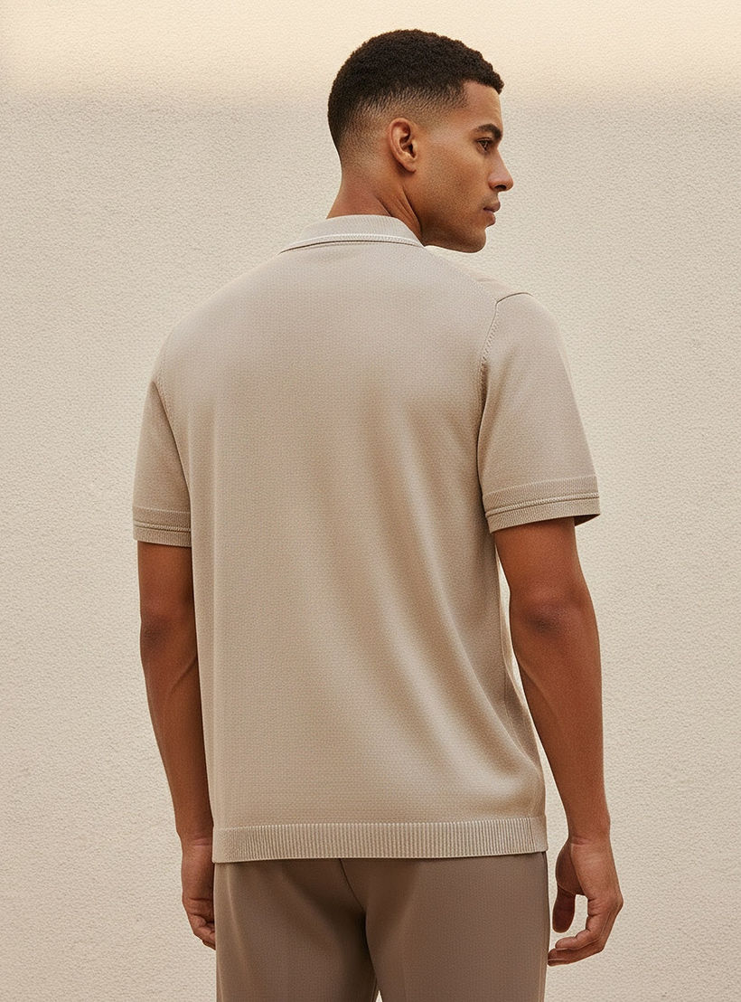 قميص بارز الملمس بقصة وياقة عادية وأكمام قصيرة من أيكونيك-men-clothing-shirts-image-4
