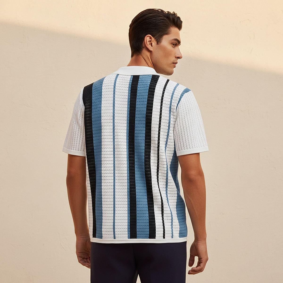 Splash Iconic Camp Collar Striped Short Sleeves Shirt-men-clothing-shirts-image-4