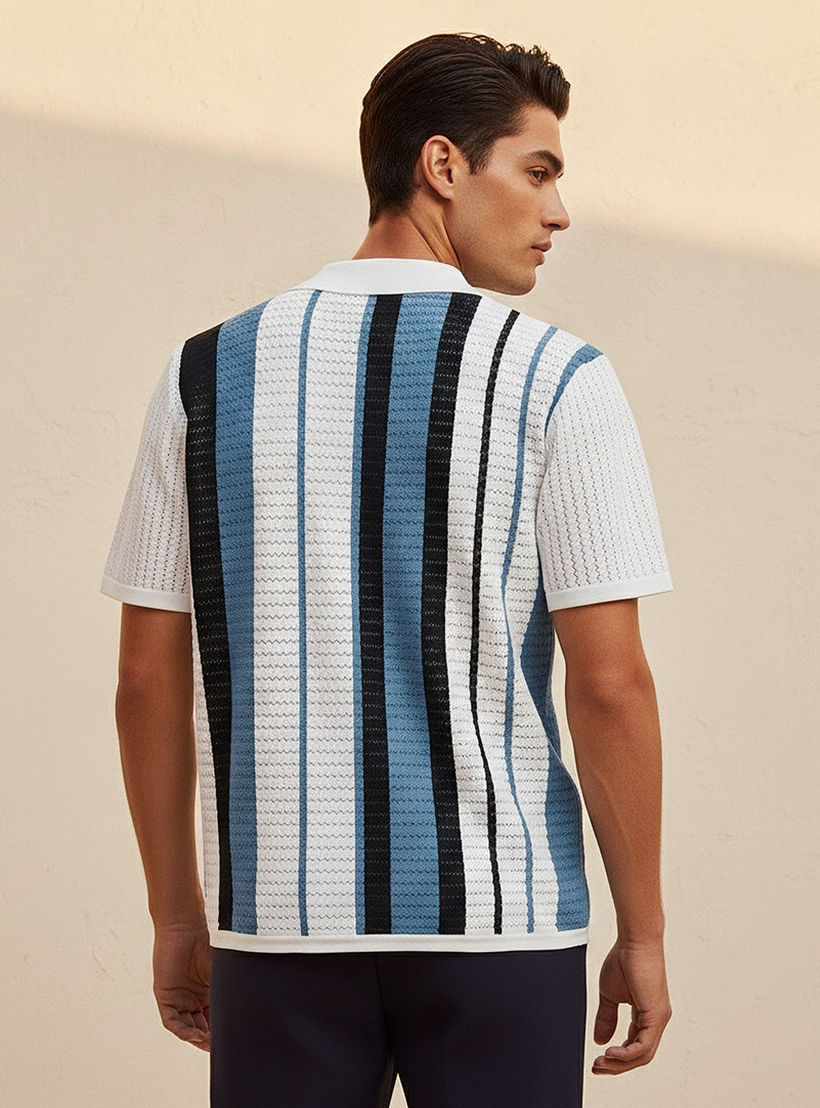 Splash Iconic Camp Collar Striped Short Sleeves Shirt-men-clothing-shirts-image-4