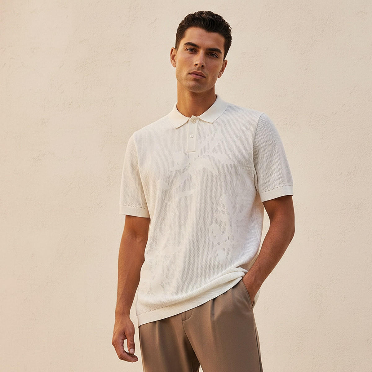 تيشيرت بولو جاكار بأكمام قصيرة من آيكونيك-men-clothing-tshirtsandpolos-polos-image-1
